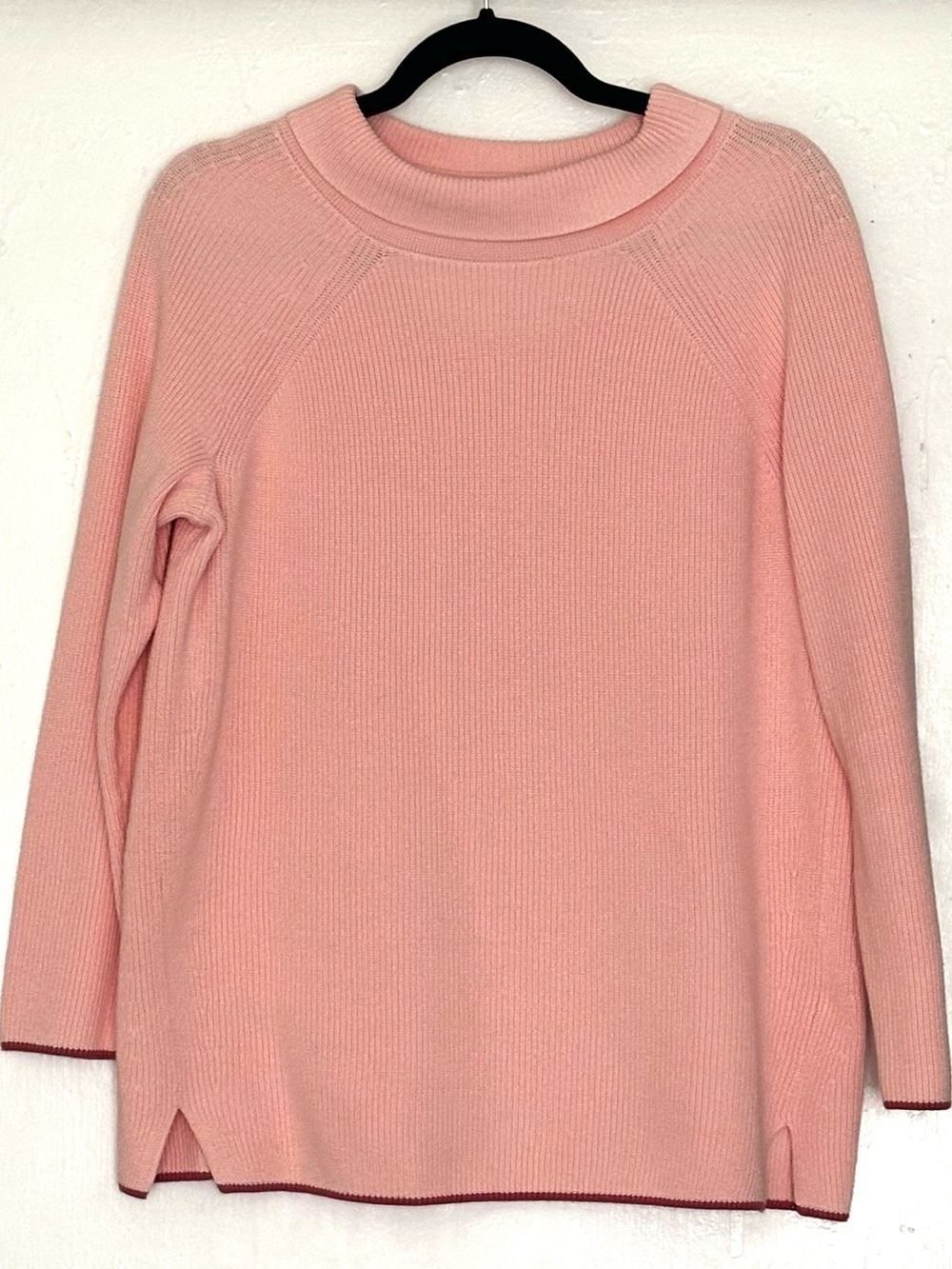 Talbots Pima Sabrina Tipped Sweater Soft Peach Pink Size XP - Picture 2 of 5